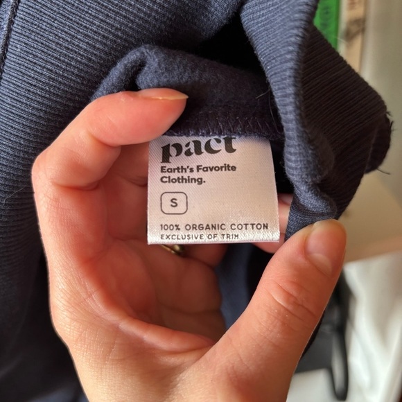 Pact Navy Blue Hooded Sweatshirt With Kangaroo Pocket Size Small Unisex - Picture 5 of 7